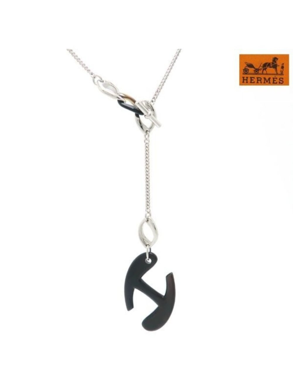 Hermes Chaine de H Pendant Buffalo Horn Metal Included